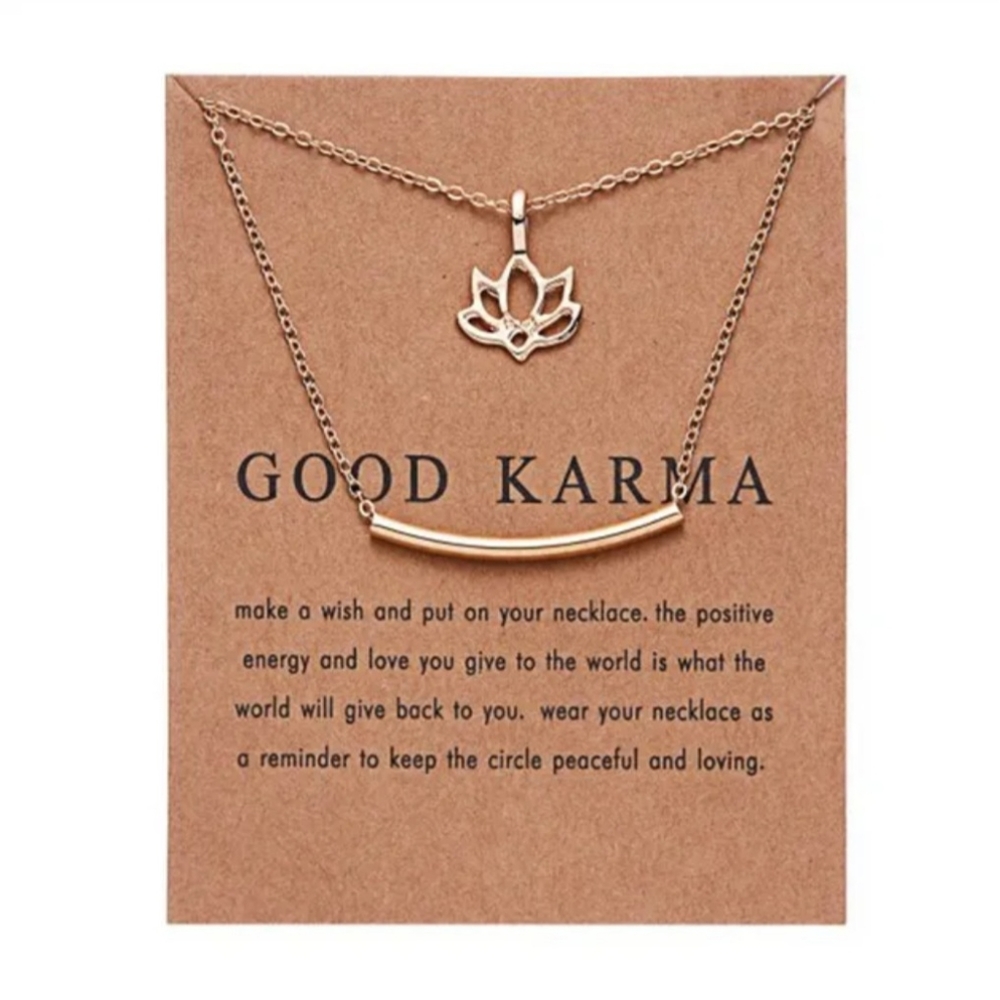 Good Karma Lotus & Bar Double Necklace